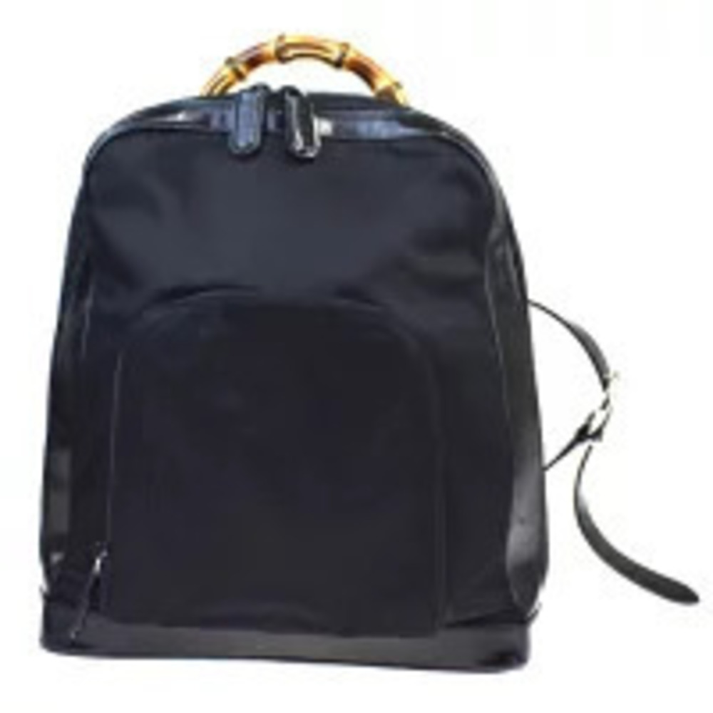 Gucci Bamboo Backpack Hobo Bag Black Leather